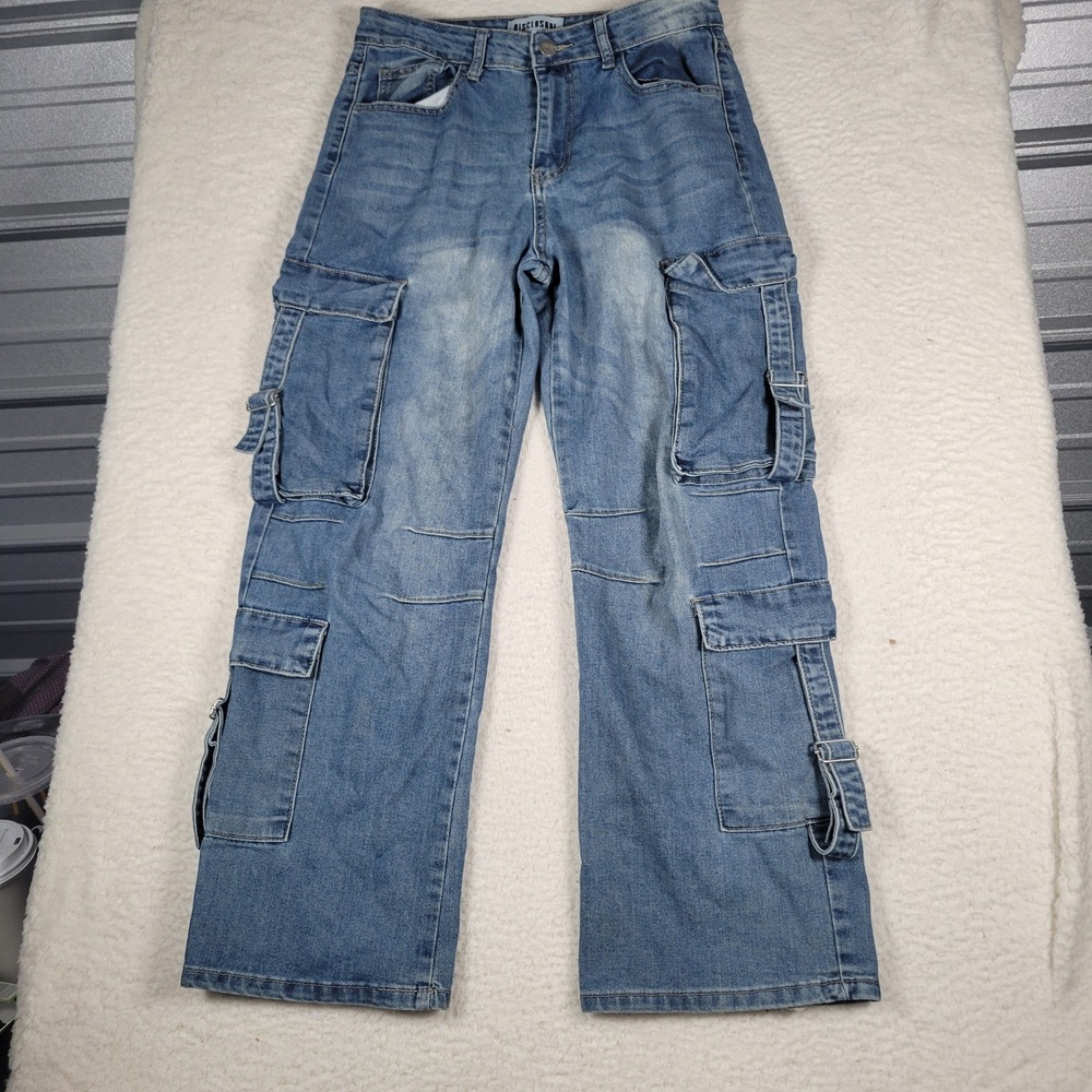 Disclosure Cargo Jeans Mens 31x29 Blue Utility Multi-Pocket Straight Leg Denim